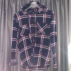Button up/down flannel hoodie